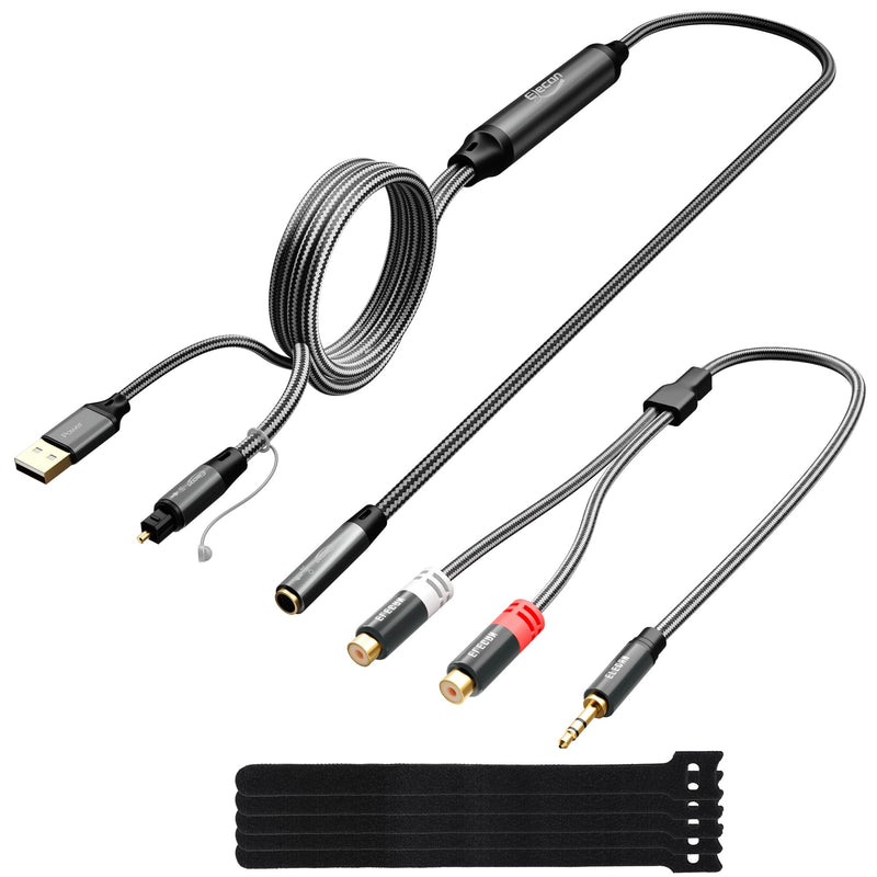 [Australia - AusPower] - Elecan Unidirectional Optical Male to 3.5mm AUX Female Audio Converter Cable 10 Ft, 192kHz DAC SPDIF/Toslink Digital to Analog Adapter for TV/PS4/DVD to Sound Bar Headphone+Ties & AUX to 2 RCA Adapter 10FT 