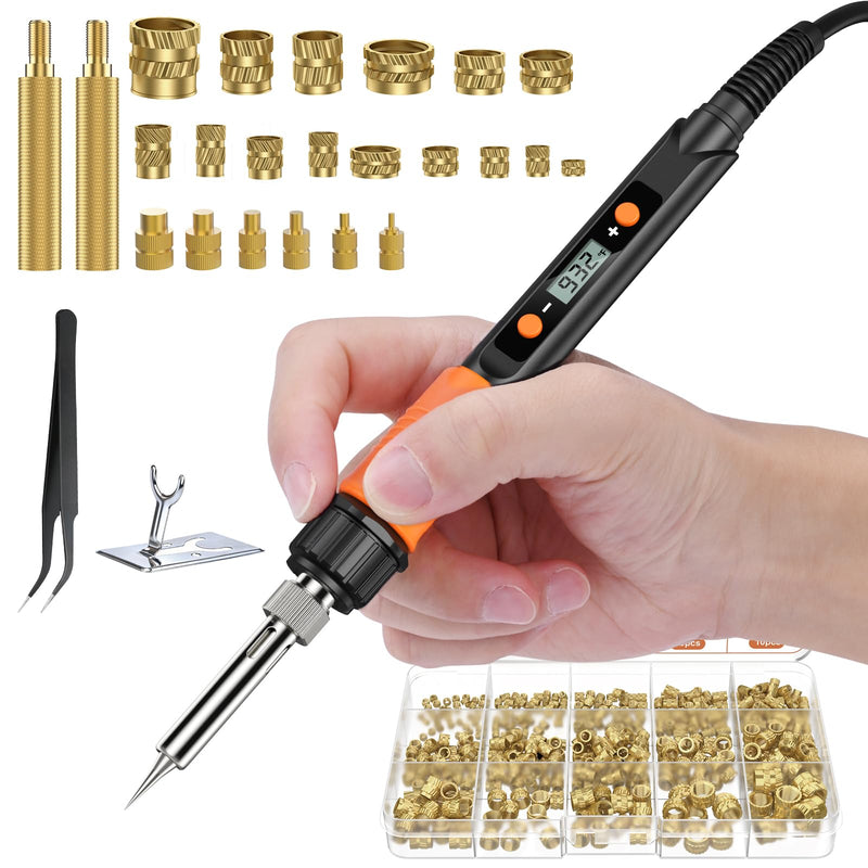 [Australia - AusPower] - Preciva Threaded Inserts Set, 300Pcs Heat Set Inserts with M2 M3 M4 M5 M6 M8 Insert-Tip, 100W Digital Soldering Iron, Holder and Tweezer, for 3D Printer Parts or Plastic Parts 