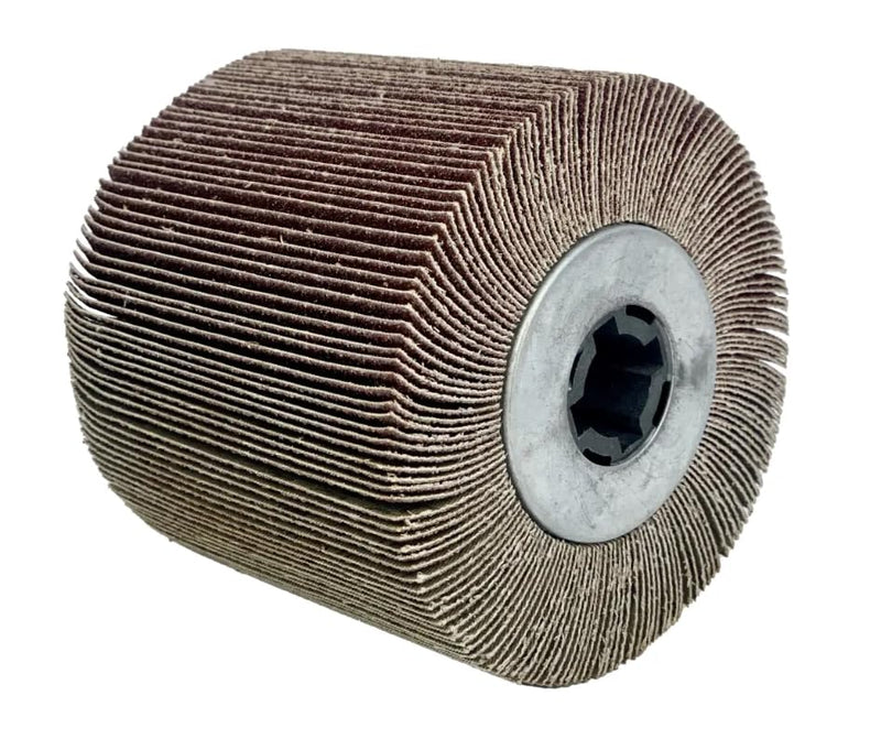Lamellar Brush for Satin Machine, 120 x 100 mm, Grit 60, Max. Speed: 3700 rpm, DEDRA, Aluminum Oxide, Flexible Abrasive Fins, Resistance to Clogging and Overheating Slat brush, 60 grit