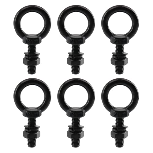 Antrader black lifting shoulder eye bolts, M10 x 35mm, 6-piece set