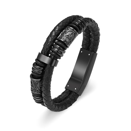 Cremation Jewelry Urn Bracelet for Human Ashes for Women Men Memorial Keepsake Cuff Leather Bracelet Viking Celtic