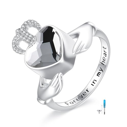 Urn Ring for Ashes Sterling Silver Urn Ring Keepsake Memorial Jewelry Gifts for Women claddagh