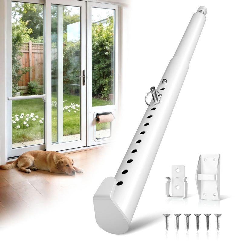 Sliding Glass Pet Door Security Bar,Adjustable Sliding Door Safety Bar for Sliding Glass Dog or Cat Doors,Slide Doggy Lock Bar Size Extends 11” to 18”