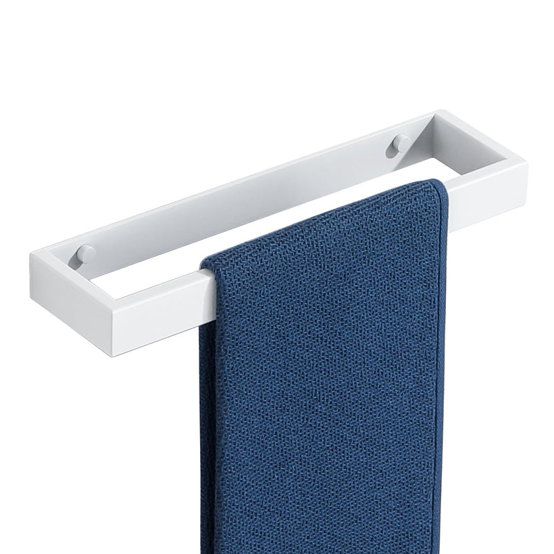 Sayayo White Towel Bar for Bathroom, 12 Inch Hand Towel Holder Wall Mount, Screw or Self Adhesive Towel Ring Square SUS304 Stainless Steel, 3.2 Inch Wide