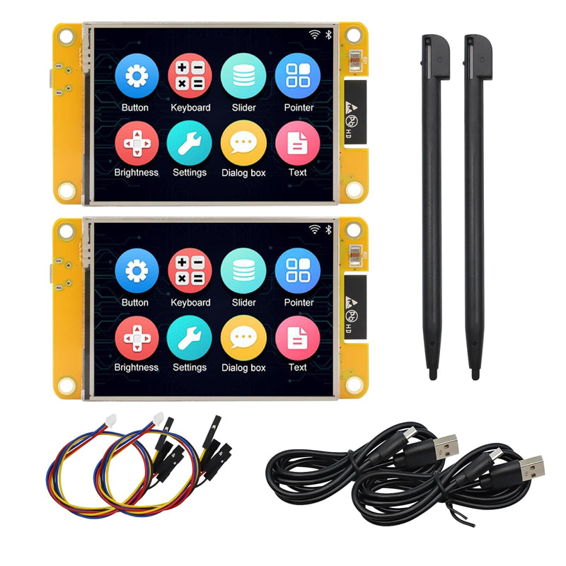 Binghe ESP32 Display ESP32 with Display Board with WiFi Bluetooth 2.8 Inch 240 x 320 ESP32 Intelligent TFT Module Touchscreen LVGL High Speed IoT Connectivity Compatible with Arduino/LVGL (Pack of 2)
