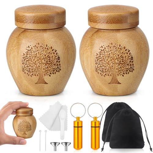 2 Small Urns for Human Ashes Memorial Set