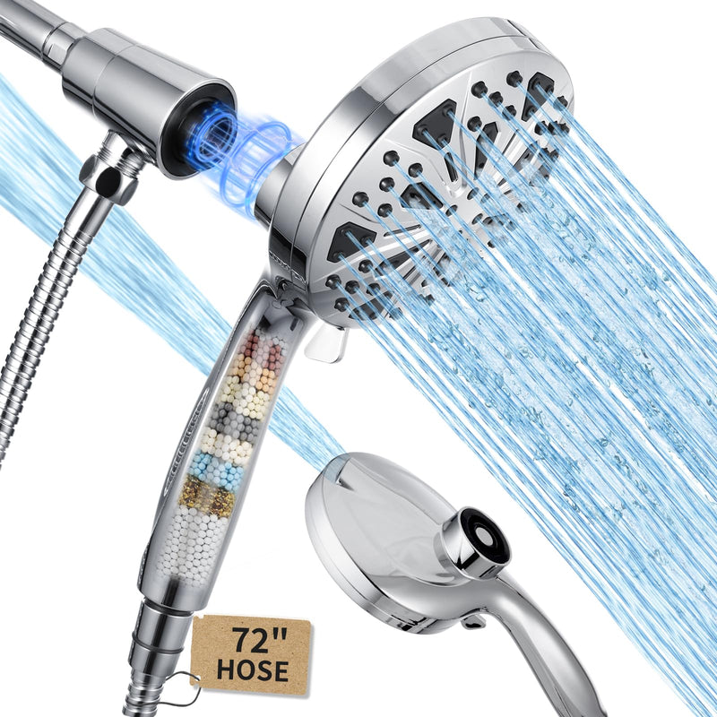 High Pressure Magnetic Shower Head with handheld - Filtered, 10 Spray Modes, 5" Large Face, Power Wash for Bathroom Cleaning, Handheld Showerhead with Extra Long 72" Hose [2026 Upgraded]