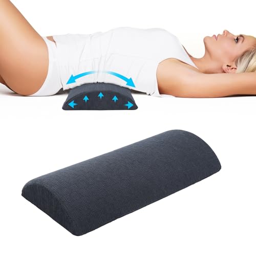 Cozyhealth - 2.95" H*18.7" L - Soft Small Lumbar Pillow for Sleeping, Memory Foam Back Lumbar Support Cushion for Lower Back Pain Relief Bed Waist Sleep Support Pillow for Side, Back(Dark Grey, Small) Dark Grey