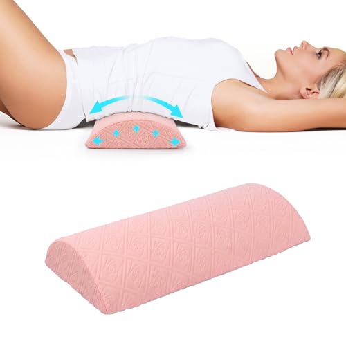 Cozyhealth - 2.95" H*18.7" L - Soft Small Lumbar Pillow for Sleeping, Memory Foam Back Lumbar Support Cushion for Lower Back Pain Relief Bed Waist Sleep Support Pillow for Side, Back (Pink, Small) Pink