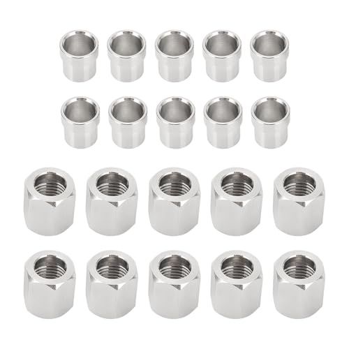 AUTOVIC #6 stainless steel tube adapter nut and sleeve set for 3/8-inch hard line