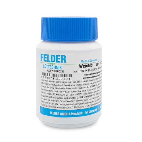 by Felder Lead-Free Soft Soldering & Tinning Paste Sn97Cu3 > 60% F-SW 21 (DIN EN ISO 9454-1) Ready to Use 100 g - for Tinning & Pre-Tinning in Body Construction 100g Dose