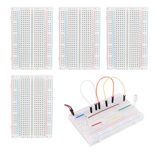 Breadboard Set, PCB Breadboards Prototype Circuit Kit Solderless 4 Pieces 400 Points, Compatible with DIY Arduino, Raspberry Pi 2/3/4/5 Projects Proto Shield Distribution - Connection Blocks 4 x 400 Punkte