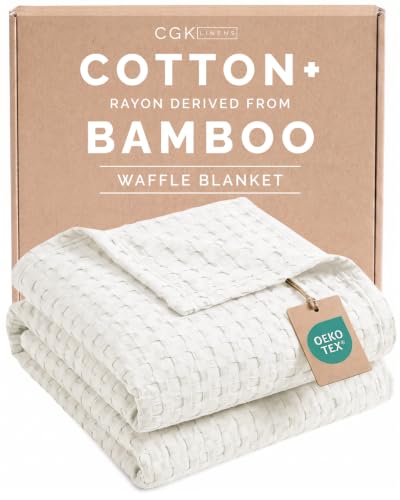 Cooling Waffle Blanket for Hot Sleepers - Throw Size, 50x60, Ivory 01 - Ivory Throw (50" x 60")