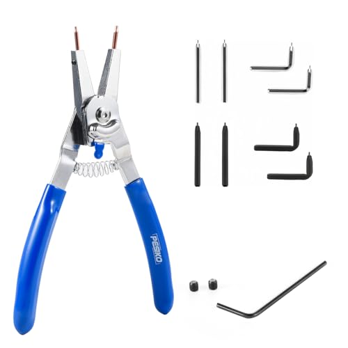 PESIKO 8-inch snap ring pliers with interchangeable tips for internal and external rings