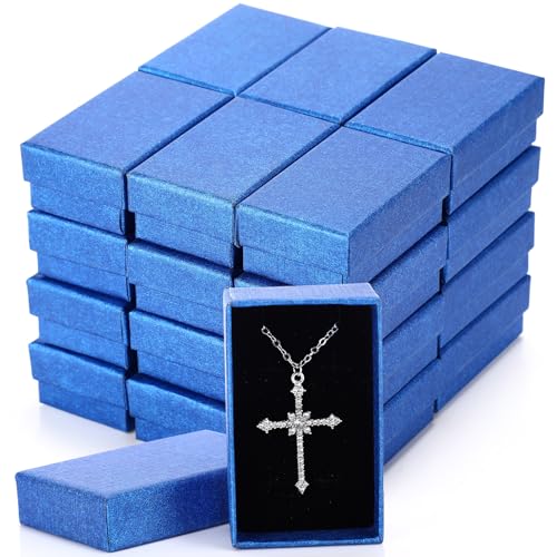 Set of 36 blue Batiyeer jewelry gift boxes, 3.2 x 2 x 1.2 inches, perfect for jewelry storage and gifting.