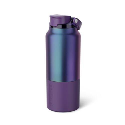 BrüMate Rise 35oz Water Bottle With 100% Leakproof Covered Silicone Straw | Insulated Stainless Steel Water Bottle With Removable Straw | Fast Flow | Soft Sip Silicone Spout | BPA-Free (Dark Aura) Dark Aura 35 Ounces