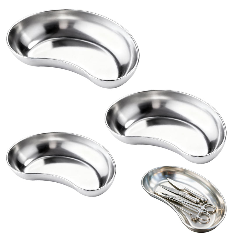 Surgical Kidney Bowl Stainless Steel Curved Trays Pack of 3 | Medical, Trays Laboratory Bowls, Reusable Trays for Storage Große