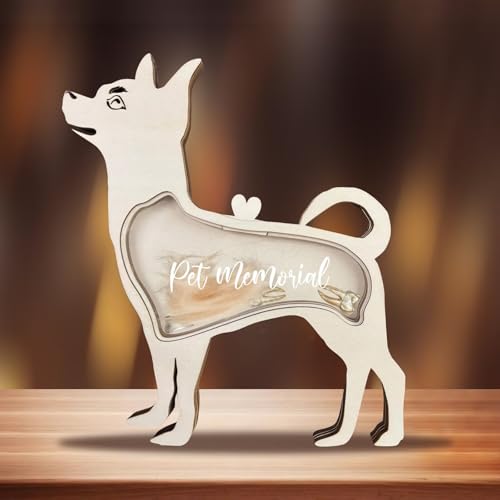 Chihuahua Fur Hair Keepsake Box, Tooth Display Case Collectors，Wooden Pet Ashes Urn, Tabletop Decorative Dog Memorial Gifts for Loss of Dog Remembrance Sympathy,Comes with A Marker Pen Chihuahua