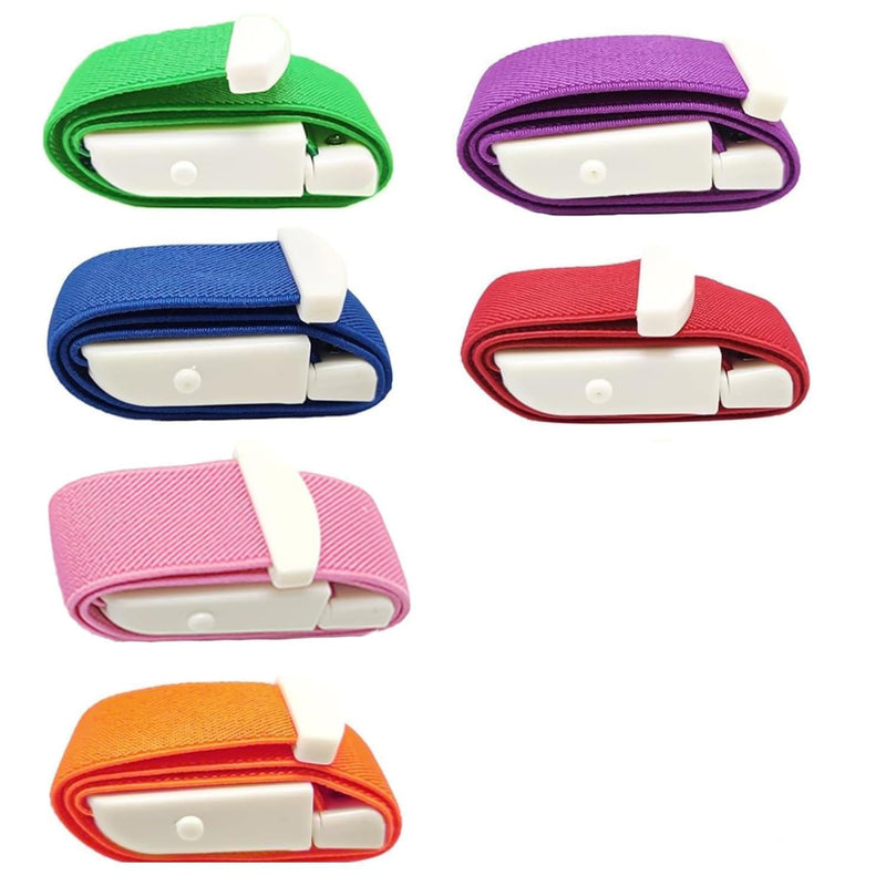 Pack of 6 Storage Hose, 6 Colors Compression Hose, Highly Flexible Tourniquets, Vein Congestion, Professional Storage Hose, Blood Removal with Buckle for Camping, Hiking, Medical Emergencies, First