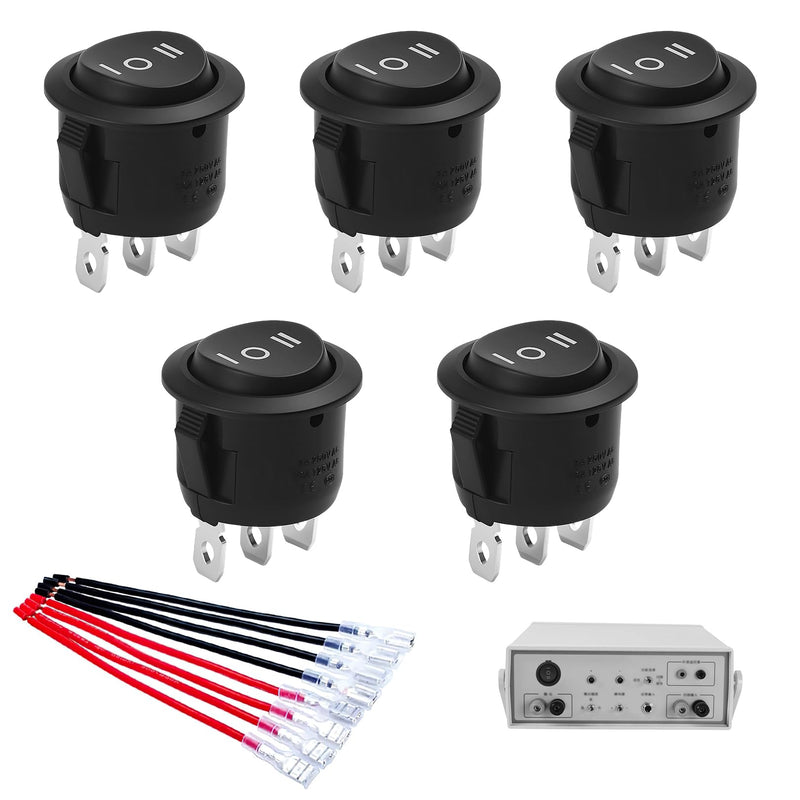 Pack of 5 Rocker Switches 3 Positions 3 Way Switch 230 V with Wire Rocker Switch Small, Toggle Switch 12 V, 10 A/125 V 6 A/250 V 3-Pin Mini Switch Round, for Car, Motorcycle, Car, Boat, Motorhome With cable