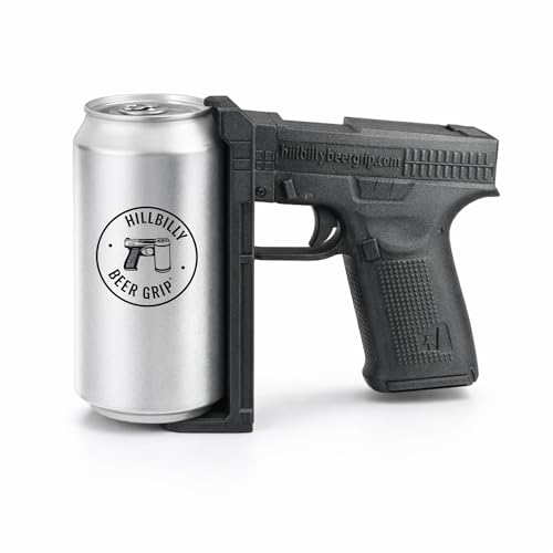 The Ultimate Novelty Pistol Brew Can Grip (Black) | 12oz Can Handle for Dad/Grandpa/Uncle | Pistol-Style Drink Clip | Great for Summer Parties, Tailgating & Camping Black