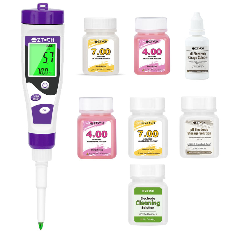 [Australia - AusPower] - pH Meter for Food with Calibration Solution Electrode Cleaning Solution Electorde KCL Storage Solution for Food Canning 