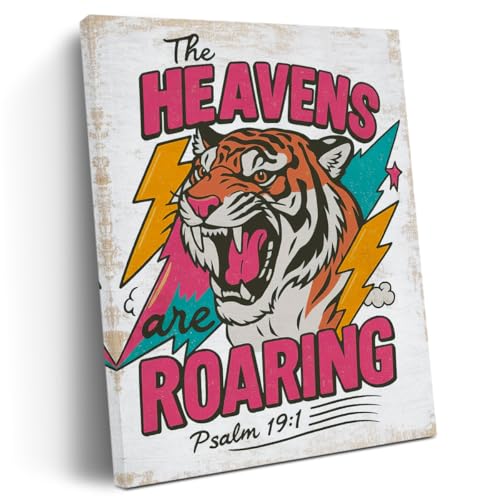 Retro Christian Faith Canvas Wall Art Wall Decor, Inspirational Spiritual Bible Verse Religious Gifts for Women Men Tiger Framed Prints Poster Painting Artwork for Home Office Bedroom,11.4x15IN PsalmTiger