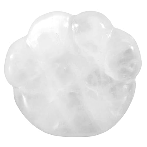 SUNYIK Handcarved Rock Quartz Crystal Cat Paw-Shaped Stone Decor Polished Stone Animal Claw Collectible Home Office Decor Figurine for Relax Meditation White