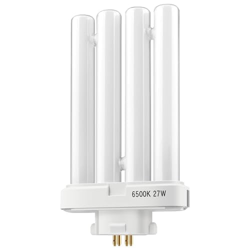 GX10Q-4 27W 4-Pin 6500K Daylight Bulb, 220-240V Daylight Lamp, Compact Fluorescent Lamp & Replacement Fluorescent Tube for Desk Lamp, Table Lamp, Office Lamp