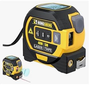 CRILEAL The Ruler 3-in-1 Measuring Tape, Tools Tape Measure, 3-in-1 Rangefinder with Led Display, 3 in 1 Digital Tape Measure with Cross Line, AutoLock, Measure Area, Volume, Pythagorean (Yellow)