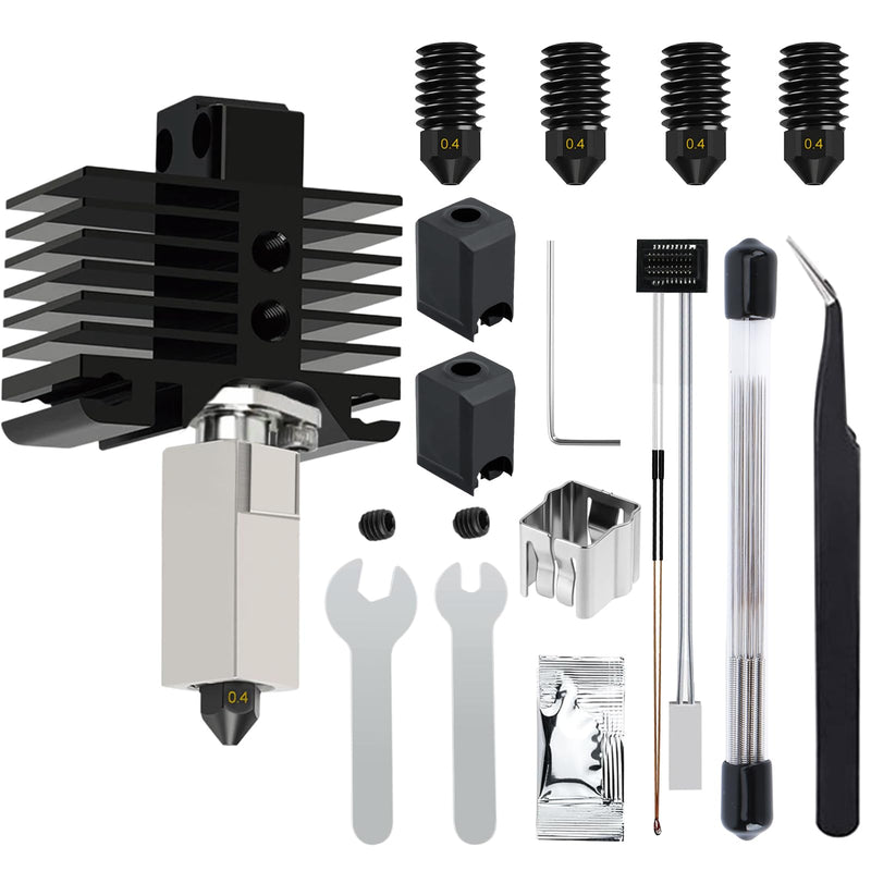 Hotend Kit for Bambu Lab P1P/P1S, 3D Printer Hot End Replacement with Hardened Steel Nozzle 0.4mm, High Speed & Temperature Extruder Heating Block Hot End for Bambu Lab P1 Series 3D Printers 1 Pack-0.4MM