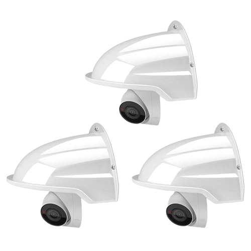 Universal Security Camera Cover Sun & Rain Shield – Weatherproof Protective Roof for Dome/Bullet Outdoor CCTV Cameras (3x White) 3x White