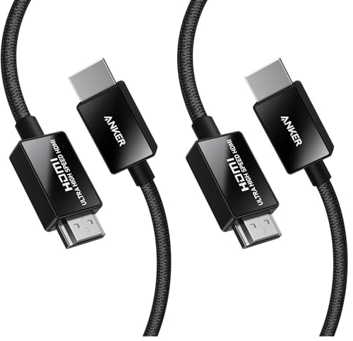 Anker HDMI Cable 8K@60Hz, 6.6FT Ultra High Speed 4K@120Hz 48Gbps Ultra HD, HDMI Cable Support Dynamic HDR,eARC,Dolby Atmos,Compatible with PlayStation 5,Xbox Series X,Samsung TVs (Pack of 2) 6.6 Feet (Pack of 2)