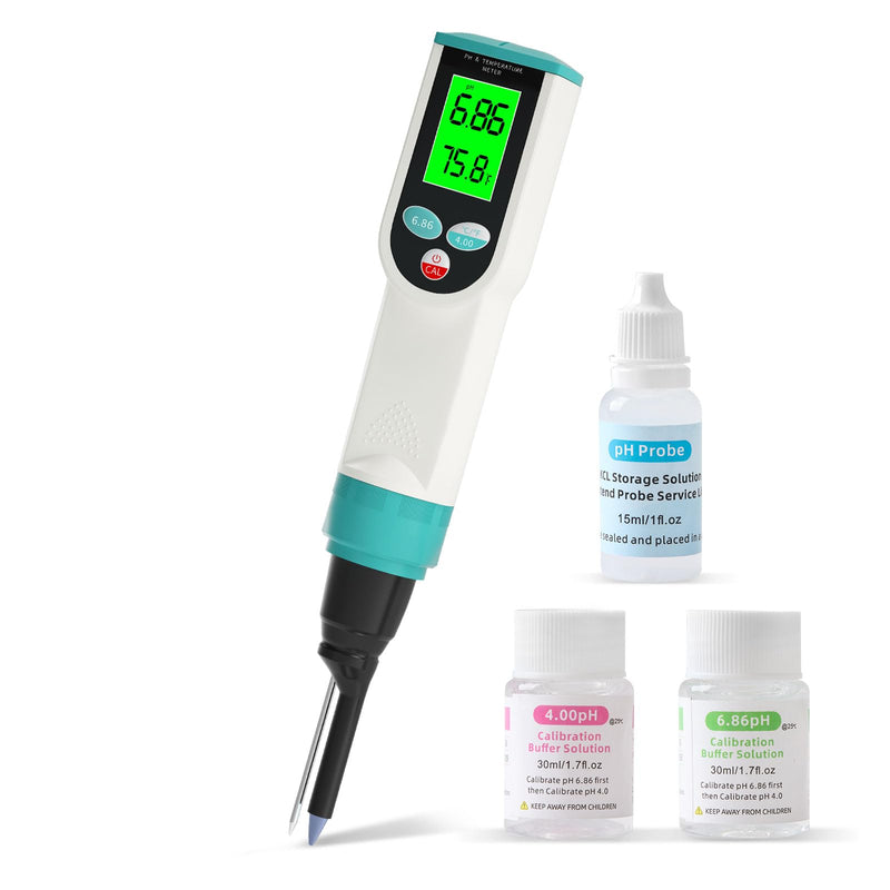 Food pH Meter, Digital Waterproof pH Tester with High Accuracy pH/Temperature Probe, Ideal for Sourdough, Cheese, Solid Samples, and Liquid Foods, 0.01 Resolution