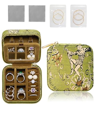 Small Travel Jewelry Box for Women - Mini Jewellery Organizer with Mirror