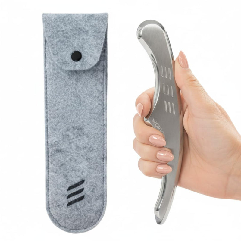 Premium Muscle Scraper Tool – Stainless Steel Body Gua Sha with Ergonomic Anti-Fatigue Grip – 8mm Thick for Muscle Recovery & Mobility Support
