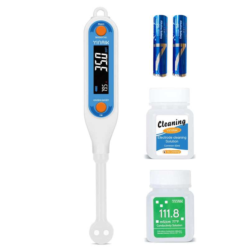 [Australia - AusPower] - YINMIK Salt Meter | Food Salinity Meter, Digital Salt Tester for Aquarium, Home Temperature Salinity Tester with 3 Salt Modes - PPT% SG, Portable Sodium Chloride Reader for Reef Tank, Saltwater Pool 