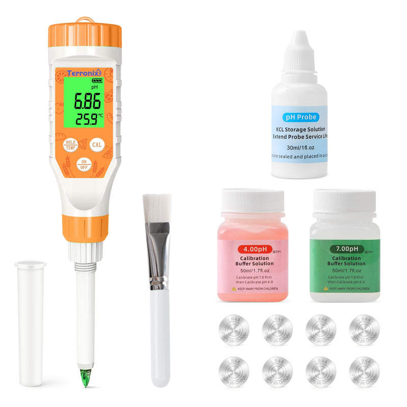 [Australia - AusPower] - Food pH Meter Digital pH Tester for Food Fermentation Canning Cooking – Accurate pH Meter for Sourdough Bread, Cheese, Hot Sauce, Yogurt – Smart Water Resistant Food Orange 
