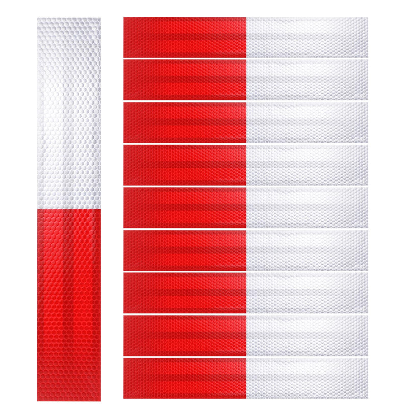 SynHHergyx 10 PCS Reflective Tape for Trailers Red/White Self Adhesive Waterproof Safety Reflector Strips Outdoor Safety Caution Reflector for Cars, Trucks, Trailers, Boats, Road Signs