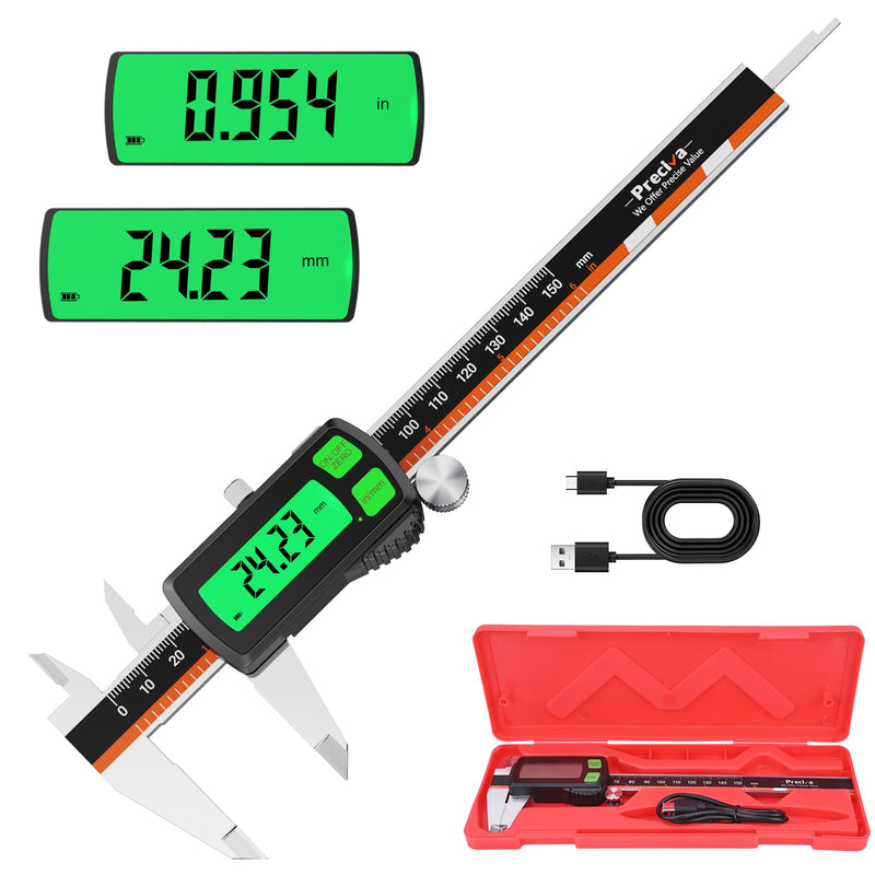 Preciva Digital Caliper 150mm Rechargeable | Backlit | Touch Screen Digital Calliper with High Quality LCD Display Electronic Caliper