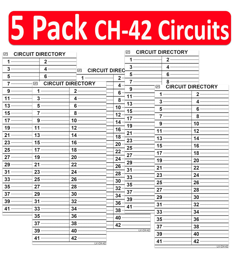 5 Pack 42 Circuits Replacement for Cutler Hammer Eaton Electrical Circuit Breaker Fuse Panel Directory Labels Stickers Decals CKTDIR Vinyl Waterproof 5 Pack