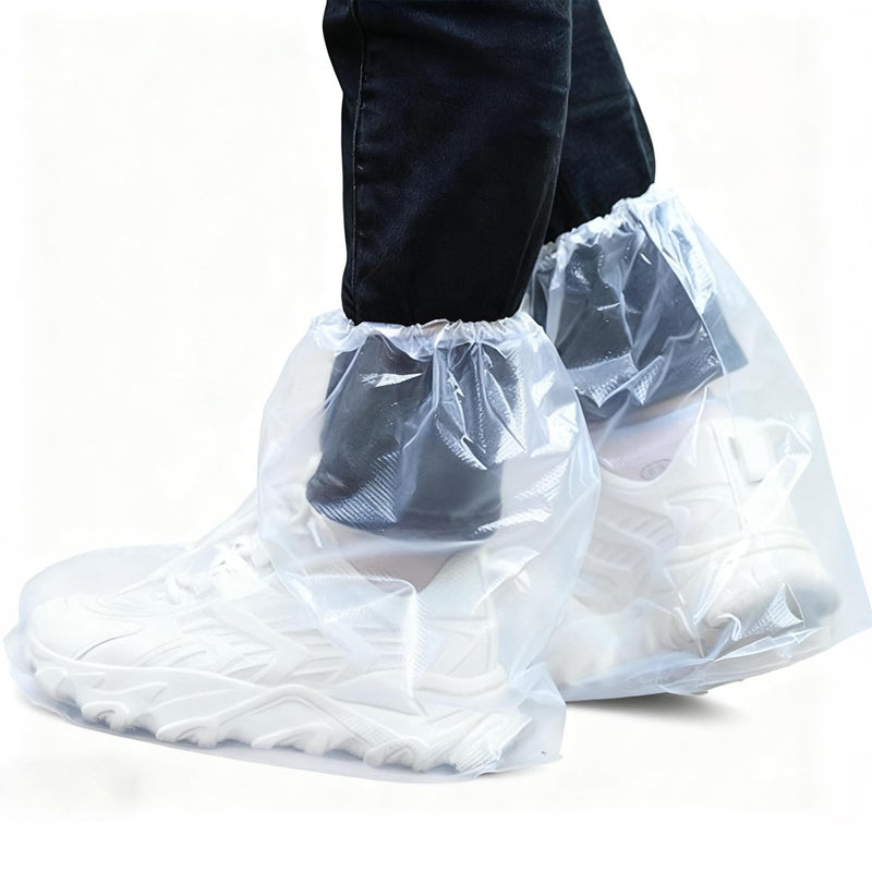 20 Pairs Reusable Shoe Covers Waterproof Disposable Shoe Covers with Elastic Band Transparent Overshoes Tear-Resistant Non-Slip One Size Water and Dustproof | Disposable shoe covers with elastic, transparent overshoes, tear-resistant, non-slip, one siz...