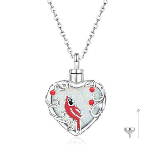 Hummingbird Red Cardinal Urn Heart Necklace for Ashes for Women