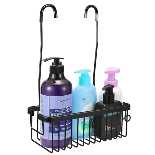 Kalekey Shower Hanging Caddy, No Drill Shower Shelf, Heavy Duty Aluminum Organizer Basket, Bathroom Storage for Shampoo, Soap & Toiletries, Black