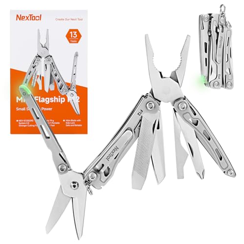 NexTool Mini Flagship F12 Keychain Multitool, Fifth Pocket Tools (Silver) Small