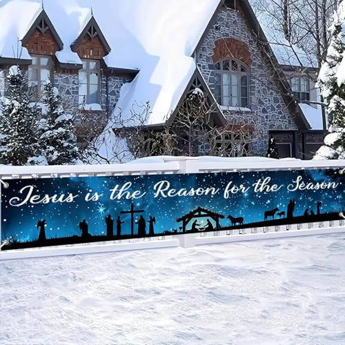 HOMETITUTE Jesus Is the Reason Banner Season Decor 118 x 19.68 Inch Three Kings Day Banner#003