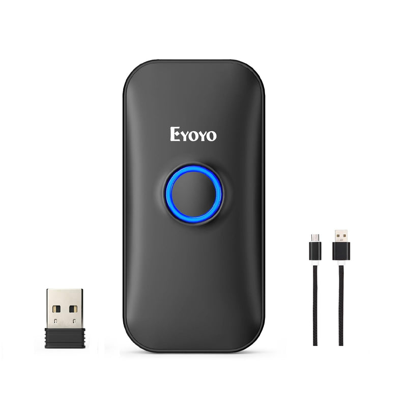 Eyoyo 1D Mini Bluetooth Barcode Scanner, 3-in-1 USB Wired & Bluetooth & 2.4G Wireless Barcode Reader Portable Bar Code Scanning Work with Tablets or Computers, Windows, Android, iOS