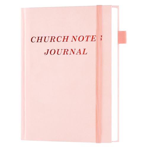 JUBTIC Church Notes Journal, Sermon Notes Notebook, Pink, 8.5" x 5.8"