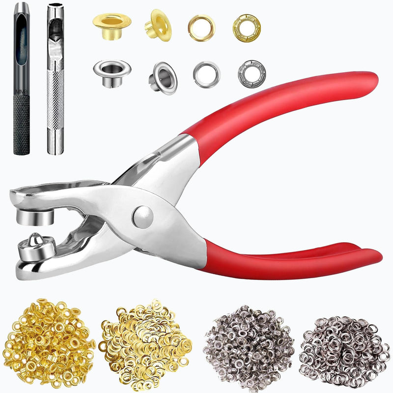 [Australia - AusPower] - 403Pcs 1/2 Inch Grommet Tool Kit, Grommet Kit, Eyelet Kit with Leather Hole Punch Pliers,400 Metal Eyelets and Grommets in Gold and Silver for Leather, Shoes, Fabric, Belt 