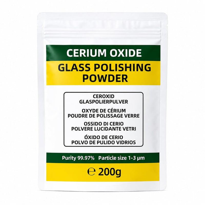(200g) 99% Cerium Oxide Glass Powder (1-3µm) - Removes Oil Films, Water Stains, Swirl Marks, Wiper Strips, Fine Scratches and Thoroughly Cleans Glass Surfaces